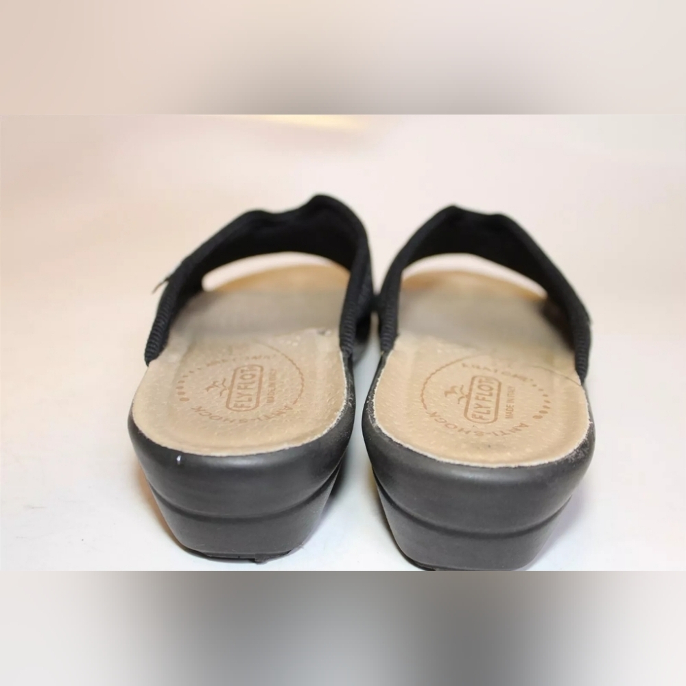 Fly Flot Italy Donna 40 9 Black Knit Sandals Slides ◇comfort◇ orthotic - Picture 10 of 15